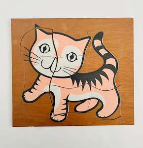 Vintage Wooden Cat Puzzle