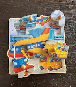 Antique: Vintage Wooden Airport Puzzle