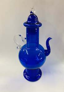 Cobalt blue glass tea or coffee pot