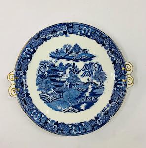 Blue Willow Design Cake Plate