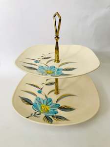 Antique: Two Tiered Hand Painted Cake Stand