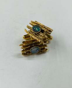 Antique: Midcentury Opal and gold tone Cufflinks