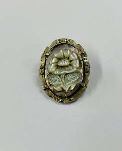 Antique: Silver mother of Pearl and Marcasite brooch