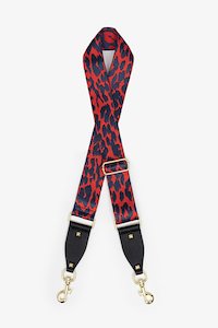 Bag Strap Red & Navy Leopard