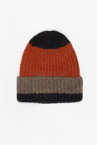 Kids Stripe Beanie Rust