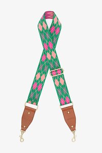 Bag Straps - ANTLER: Bag Strap Argyle Green & Pink