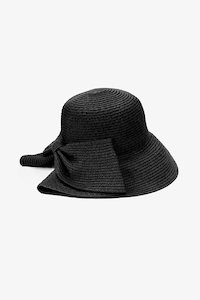 Bow Cloche Sunhat Black