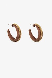 On Trend Playful - ANTLER: Suede & Chain Earring Choc