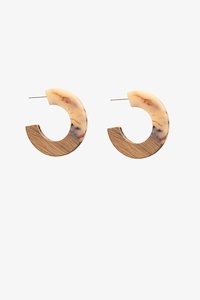 Wooden & Caramel Resin Hoop Earring