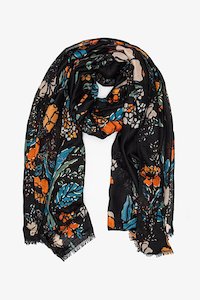 Standard Scarves - ANTLER: Black Scarf Flowers & Gold Foil