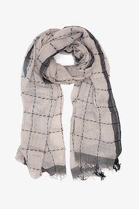 Windowpane Scarf Pearl Grey