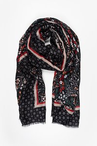 Black Floral Scarf