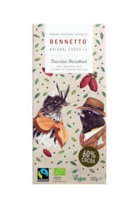 Bennetto Natural Foods co Toasted Hazelnut 100G Chocolate Bar