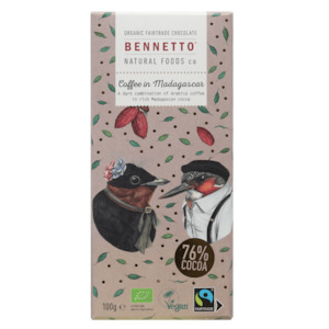 Bennetto Natural Foods co Coffee in Madagascar 100G Chocolate Bar