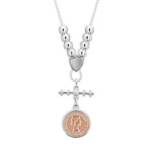 Fine Ball Silver Necklace with Coin Pendant & Fob