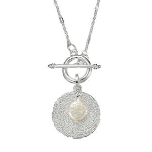 Silver Fresh Water Pearl Necklace with Fob