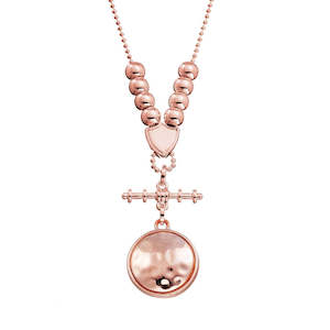 Jewellery Necklaces: Rose Gold Necklace with Beaten Dome Pendant