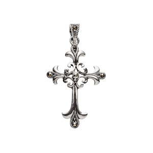 Jewellery Necklaces: Sterling Silver Marcasite Cross