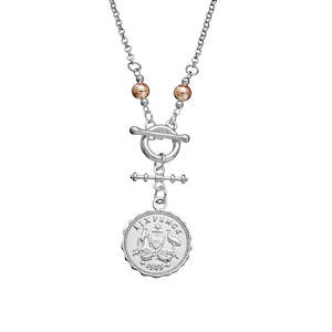 Jewellery Necklaces: Silver Necklace with Coin Pendant & Fob