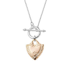 Jewellery Necklaces: Silver Necklace with Gold Shield Pendant