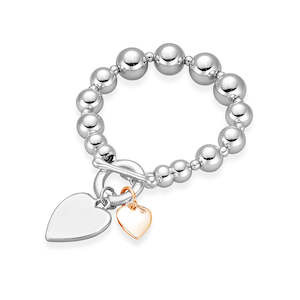 Silver Fashion Ball Bracelet with Heart Charms