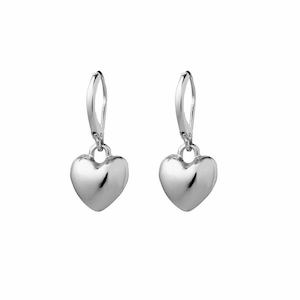 Jewellery Earrings: Silver Puff Heart Earrings