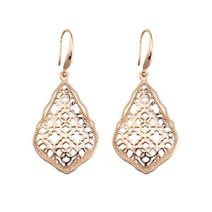 Rose Gold Filigree Drop Earrings