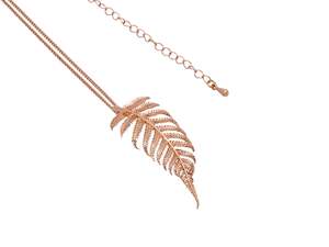 Whats New: Rose Gold Dainty Fern Long Chain Pendant