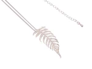 Whats New: Silver Dainty Fern Long Chain Pendant