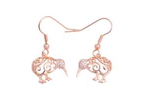 Rose Gold Rhinestone Kiwi Earrings