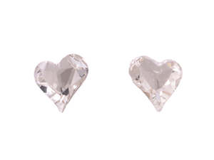 Whats New: Glass Heart Rhodium Earrings