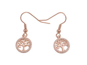 Rose Gold Rhodium Tree of Life Earrings