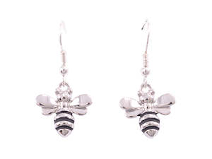 Silver Rhodium Bee Earrings