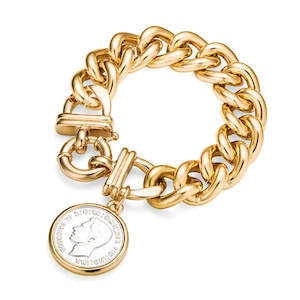 Gold Fashion Link Bracelet with Coin Pendant