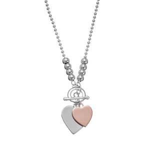 Silver Chain with Heart Pendants and Fob