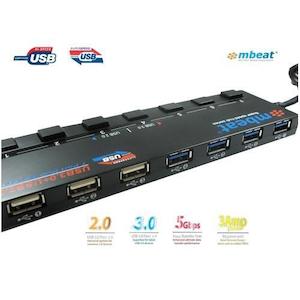 Usb Switches: mbeat 4 Port USB 3.0 plus 3 Port USB 2.0 Hub with Switches and Power Adapter