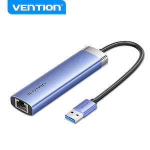 Vention USB 3.0 to USB 3.0 x 3/RJ45/USB-C Hub 0.15M Blue Aluminum Alloy Type