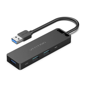 Usb Hubs: Vention USB 3.0 to USB 3.0*3/TF/SD/Micro-B HUB 0.15M Black ABS Type