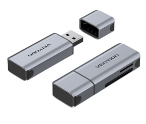 Ugreen: Vention 2-in-1 USB 3.0 A Card Reader(SD+TF) Gray Dual Drive Letter Aluminium Alloy Type