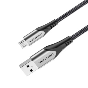 Ugreen: Vention Cotton Braided USB 2.0 A Male to Micro-B Male 3A Cable 2M Gray Aluminium Alloy Type