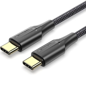 Vention Nylon Braided USB 2.0 C Male to C Male 3A Cable 2M Black LED Type