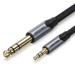 Ugreen: Vention Cotton Braided 3.5mm TRS Male to 6.35mm Male Audio Cable 2M Gray Aluminium Alloy Type