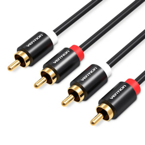 Vention 2RCA Male to Male Audio Cable 3M Black Metal Type