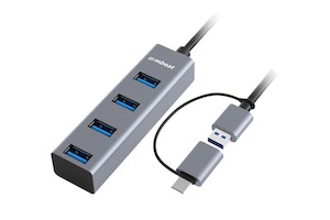 mbeat 4-Port USB3.0 Hub with USB-C Converter - Space Grey