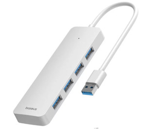 Baseus UltraJoy Series 4-Port HUB Lite 15cm Moon Whiteï¼ˆUSBA to USB3.0*4)