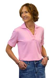 Rosa Pink Ruched Polo - Made in Italy - 100% Italian Cotton