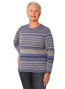 100% Supersoft Merino Striped Crew Neck Jumper