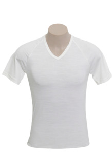 Mens Thermal Merino Short Sleeve Top - V Neck