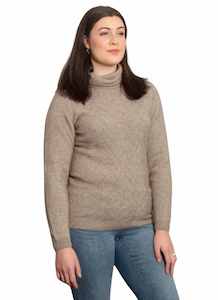 Merino Possum Basket Weave Cowl Neck Jumper