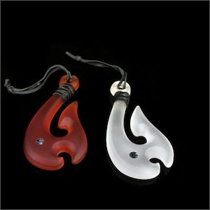 Maori glass fishhooks, frosted finish - Aotearoa.co.nz